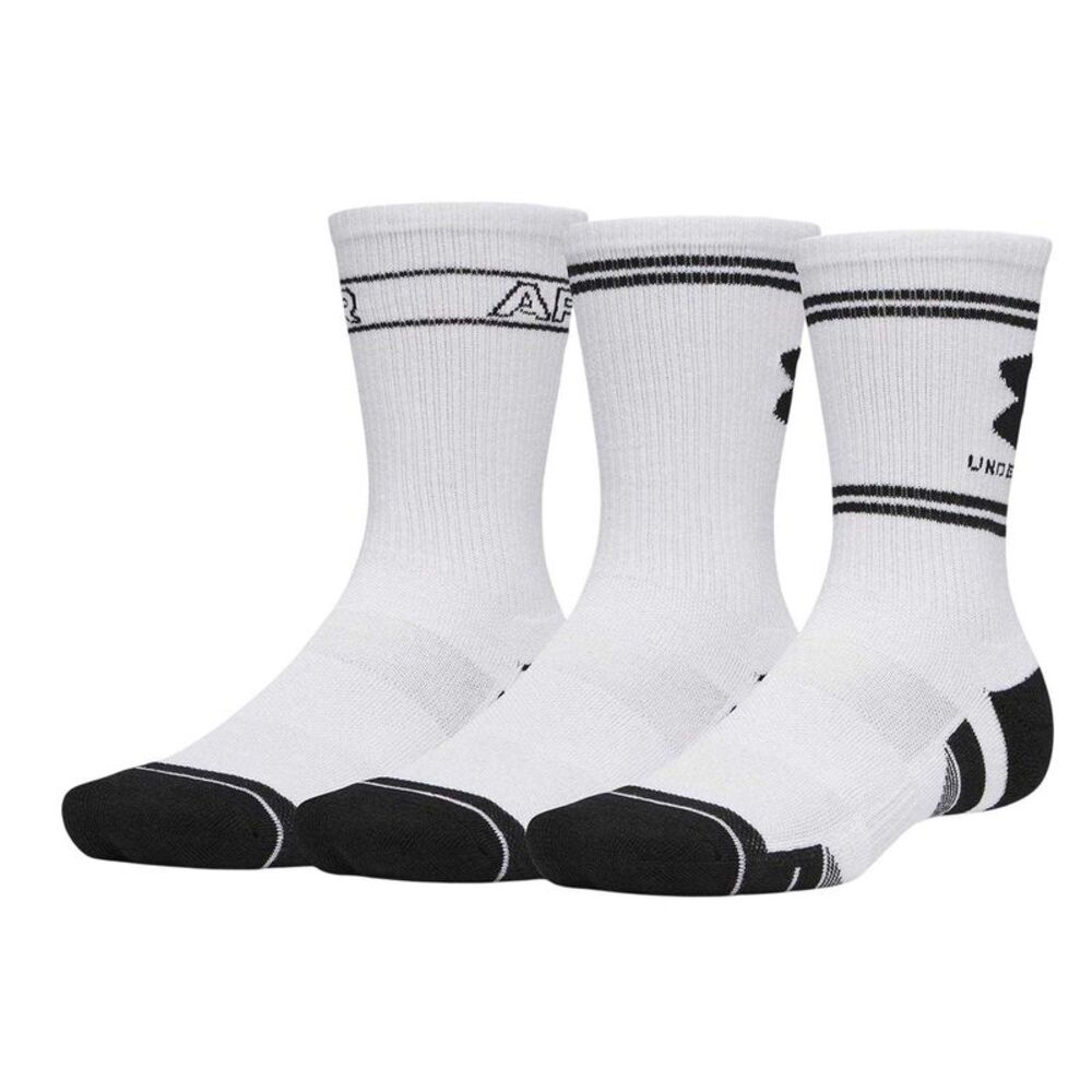 Under Armour Unisex Adult Performance Tech Crew Socks / White/Black